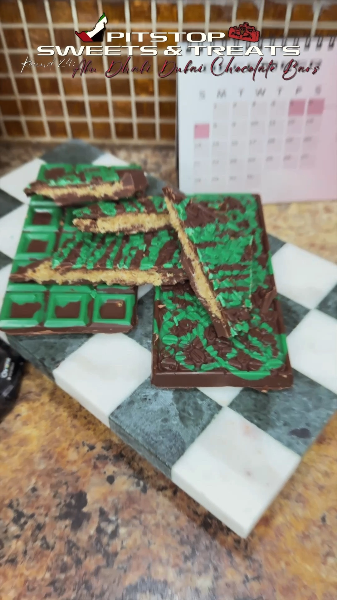 
Pit Stop Sweets & Treats Round 24: Abu Dhabi Dubai Chocolate Bars 🇦🇪
.
Welcome back to my second year of making a traditional dessert inspired by our hosting countries. One dessert for each of the 24 stops on the race calendar. 
.
This is my second time making the Dubai chocolate bars this year and I will say learning that a woman British Egyptian woman invented it based on a pregnancy craving in 2022 was wild. 
- All the love and go McLaren🩵
.
Recipe I followed is by the blog:
Annika Eats
 .
Full In Depth Video & Yap Sesh On My YT 🔗 In B-I-O
.
#series #f1 #bakingaroundtheworld #abudhabigp #dubaichocolatebar  
