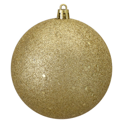 Vegas Gold Holographic Glitter Shatterproof Christmas Ball Ornament 4" (100mm) | Christmas Central