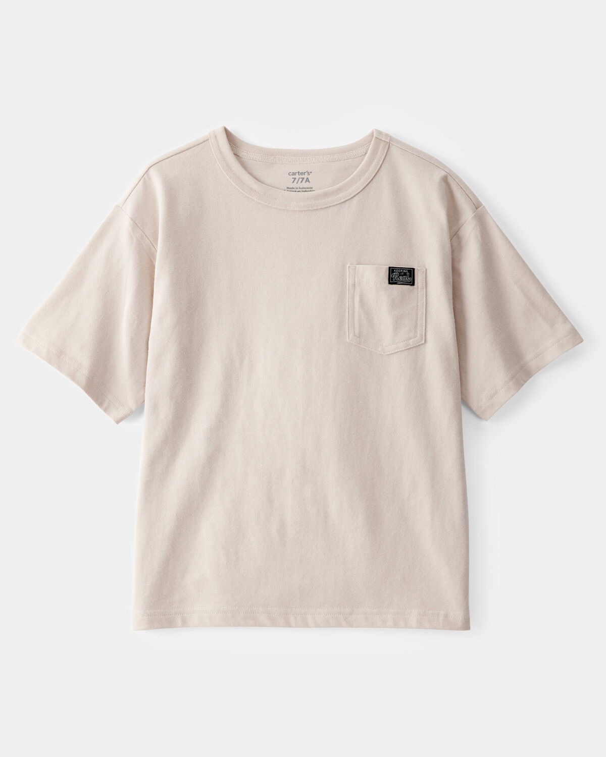 Kid "Keeping It Real" Relaxed Pocket Tee - Beige | Carter's Inc