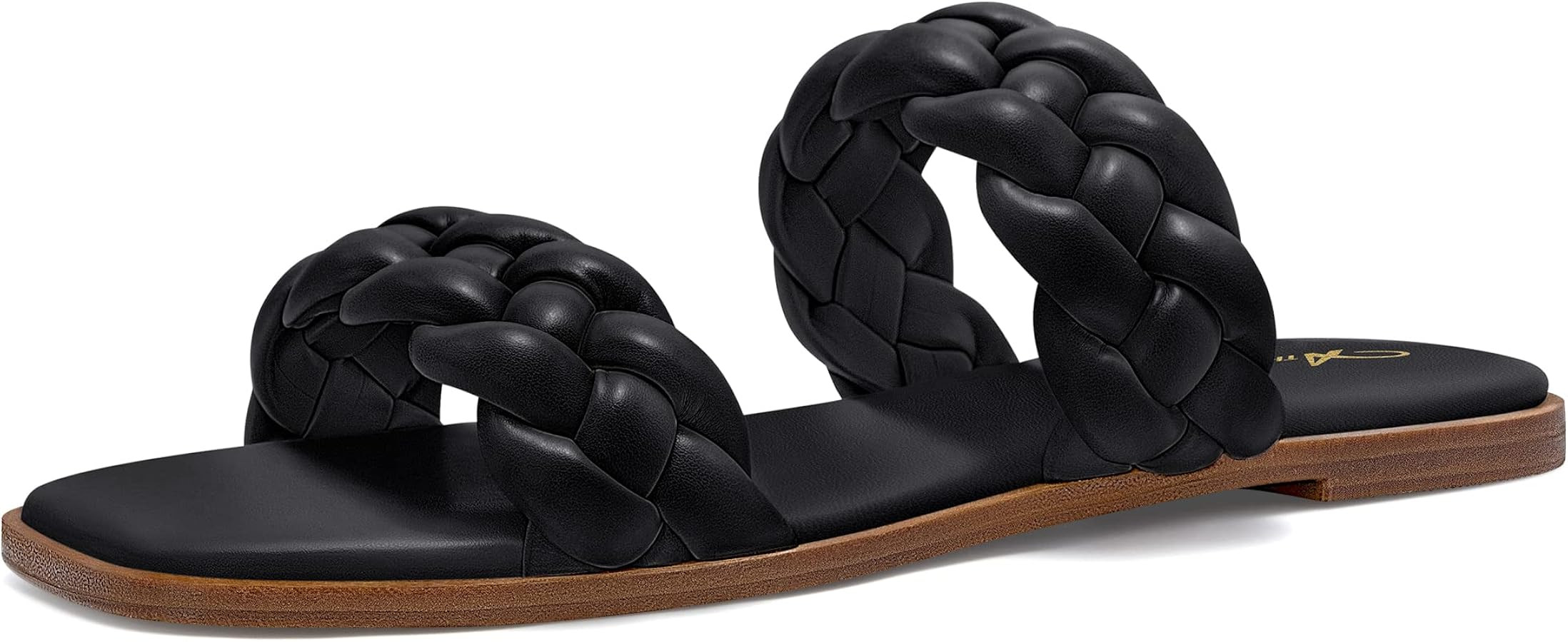 Athlefit Women's Square Open Toe Braided Sandals Slip On Low Block Heel Slide Sandals | Amazon (US)