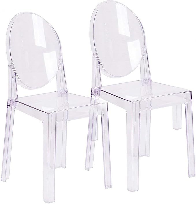 2xhome - Set of Two (2) - Clear - Large Size - Modern Ghost Side Chair Ghost Chair Clear Victoria... | Amazon (US)