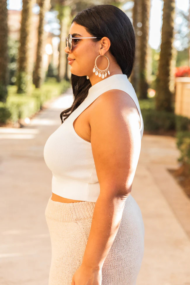 Worthwhile Time Ivory Cutout Turtleneck Sweater Tank | The Pink Lily Boutique
