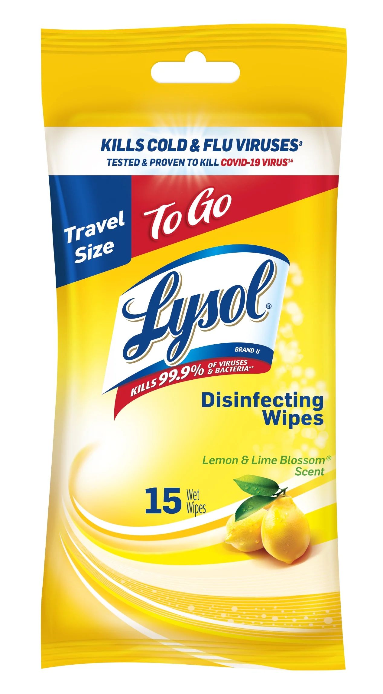 Lysol Disinfecting Wipes, Lemon & Lime Blossom To-Go Flatpack 15 ct. | Walmart (US)