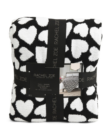 Soft Textured Feather Yarn Heart Blanket | TJ Maxx