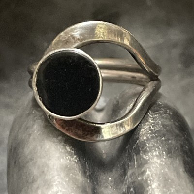 Vintage Mexico Sterling Silver Black Onyx Modernist Ring Size 6.5 | eBay US