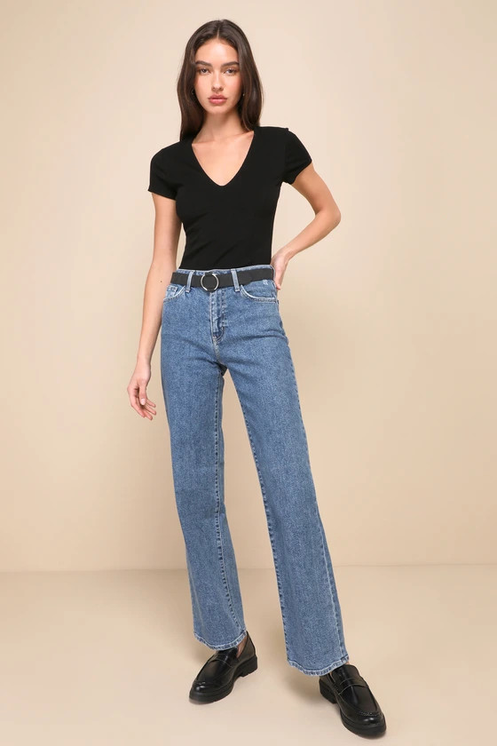 Cool Influence Medium Wash Denim High-Rise Wide Leg Jeans | Lulus