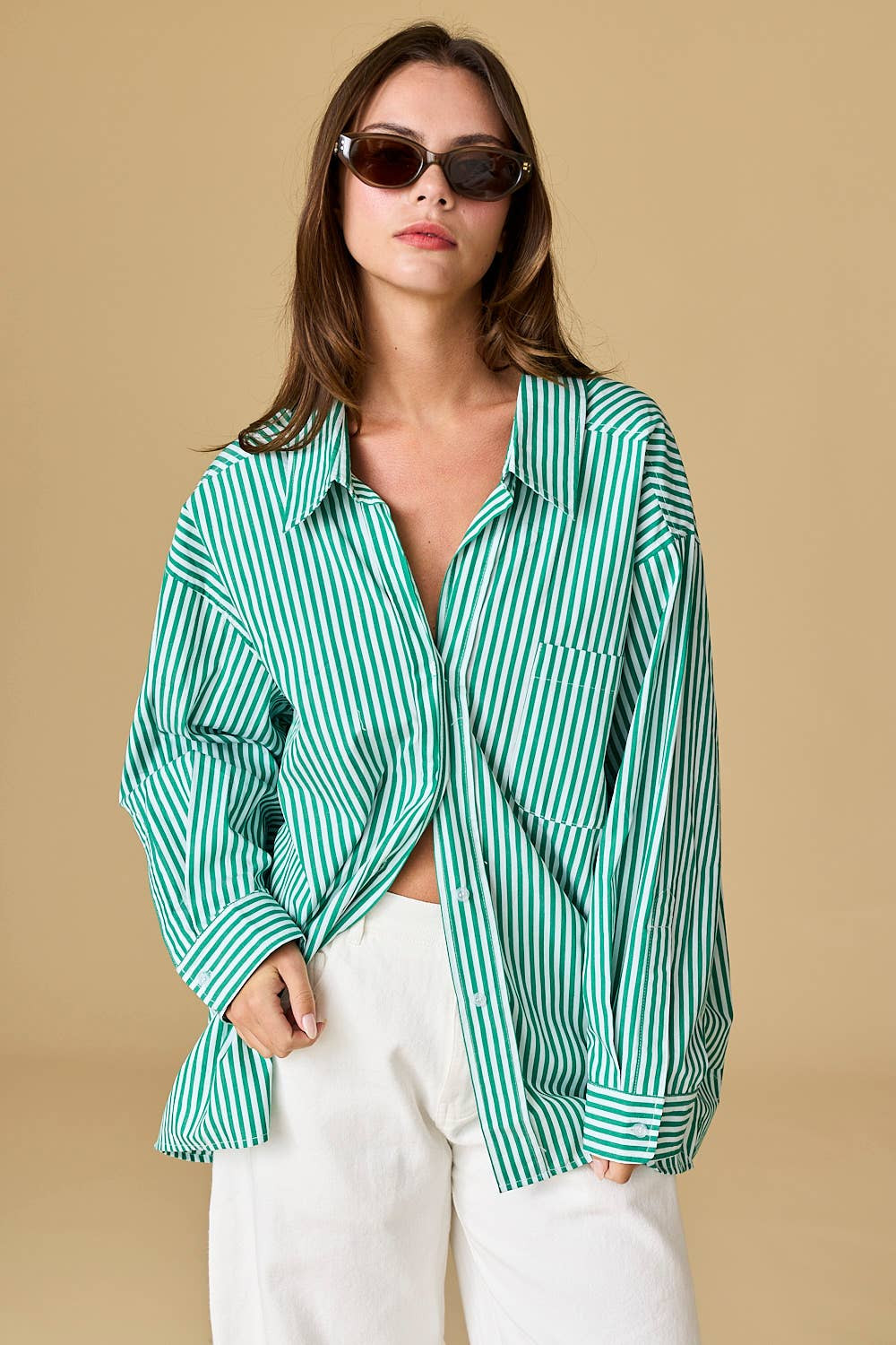 Luna Oversized Stripe Shirt | Wishbone Boutique