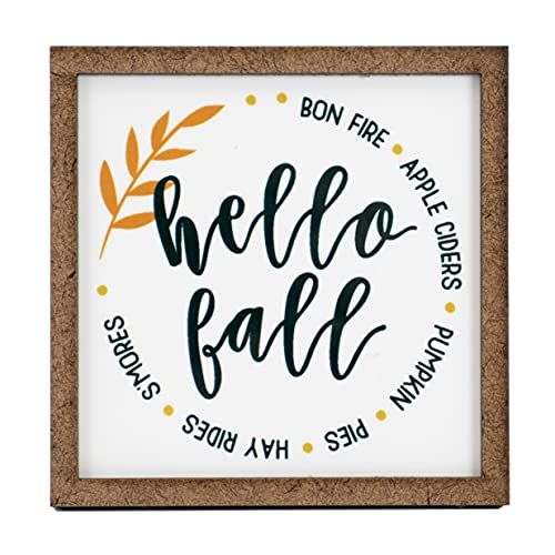 Hello Fall Sign - Tier Tray Sign - Mini Wooden Sign - Fall Sign - Fall Decor - Wood Sign - Shelf ... | Amazon (US)