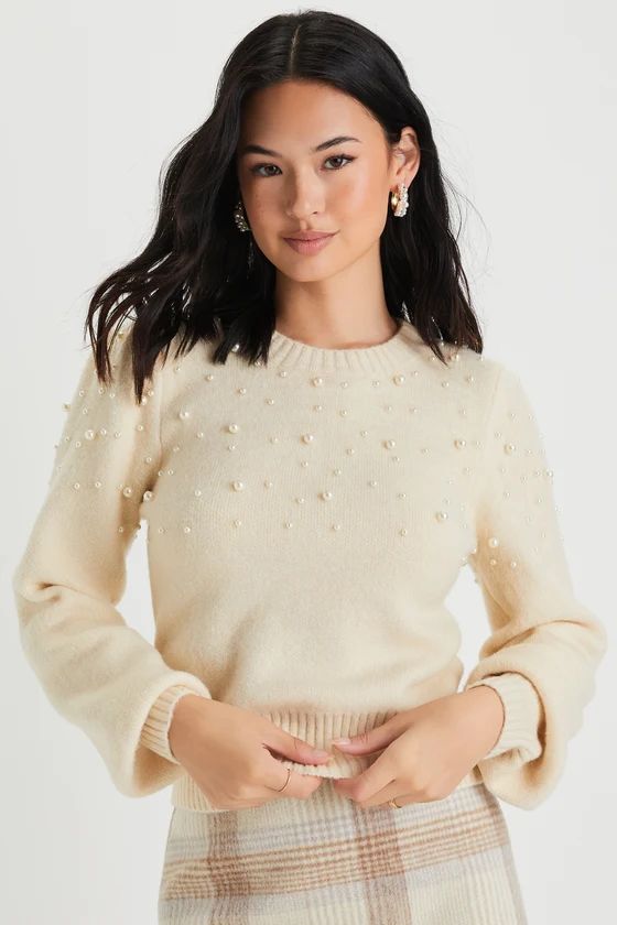 Undeniable Glow Ivory Pearl Pullover Sweater | Lulus
