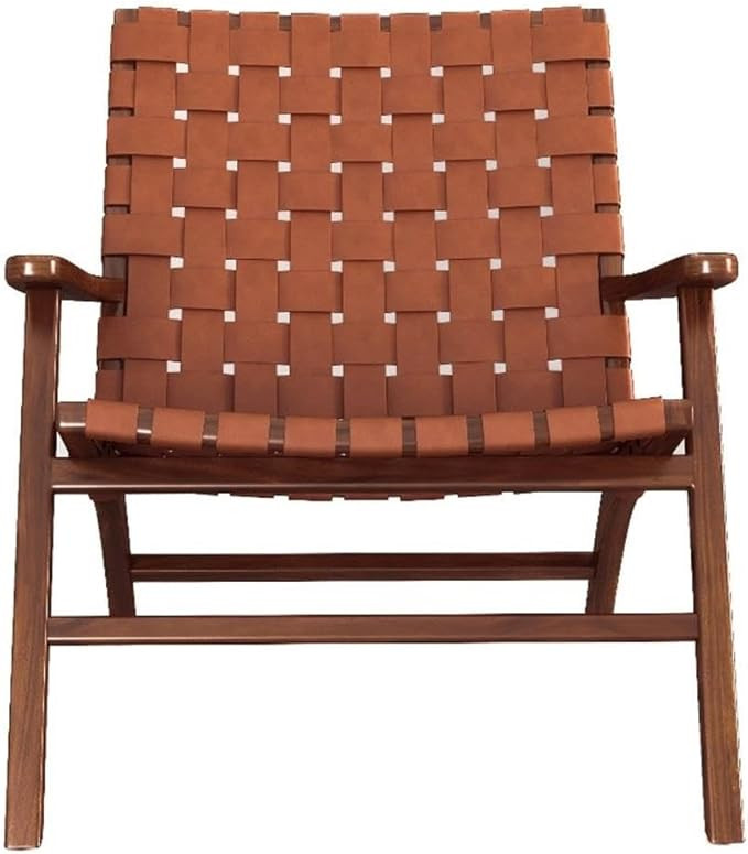 Allora Mid-Century Leather Tight Back Lounge Chair in Cognac Tan/Walnut | Amazon (US)