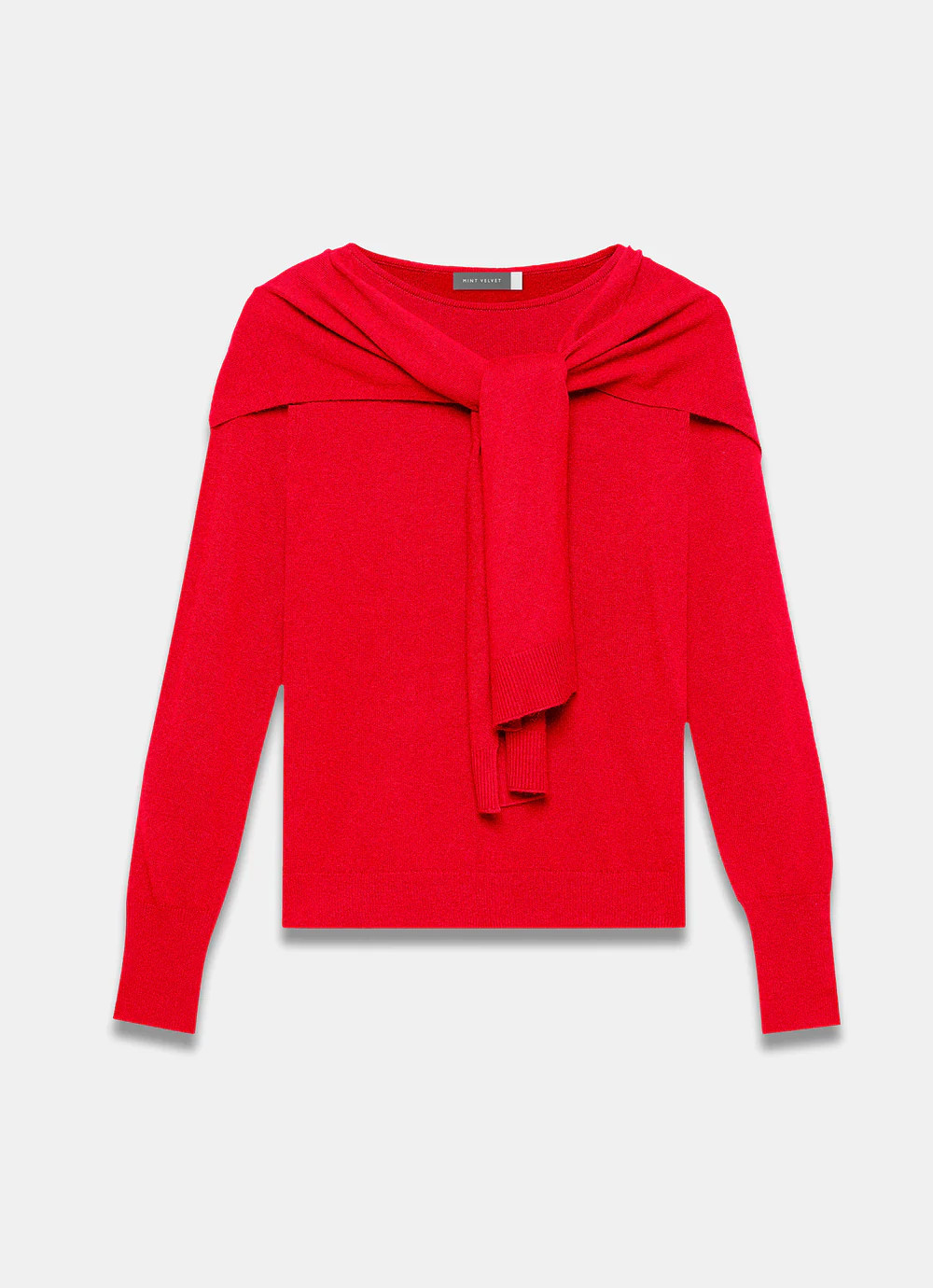 Red Cotton Blend Scarf Jumper | Mint Velvet