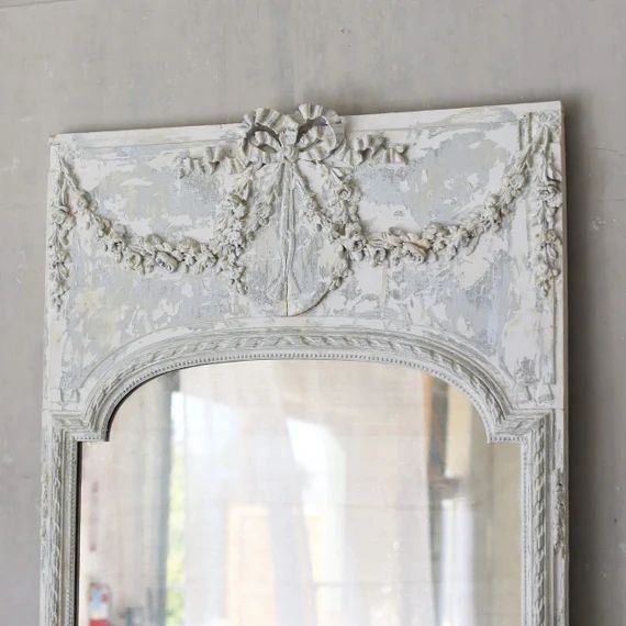 Antique Large French Garlands Ornate Trumeau Mirror-NO FREE | Etsy | Etsy (US)