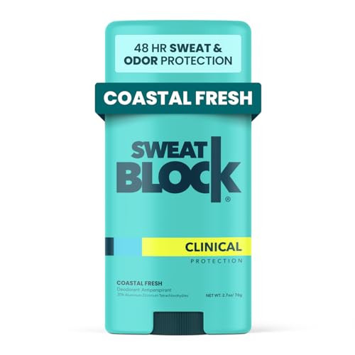 SweatBlock Deodorant Antiperspirant for Women & Men | 48 Hour High Degree Sweat & Odor Protection | Non Irritating Smooth Glide | Coastal Fresh Scent (1 Pack) | Amazon (US)