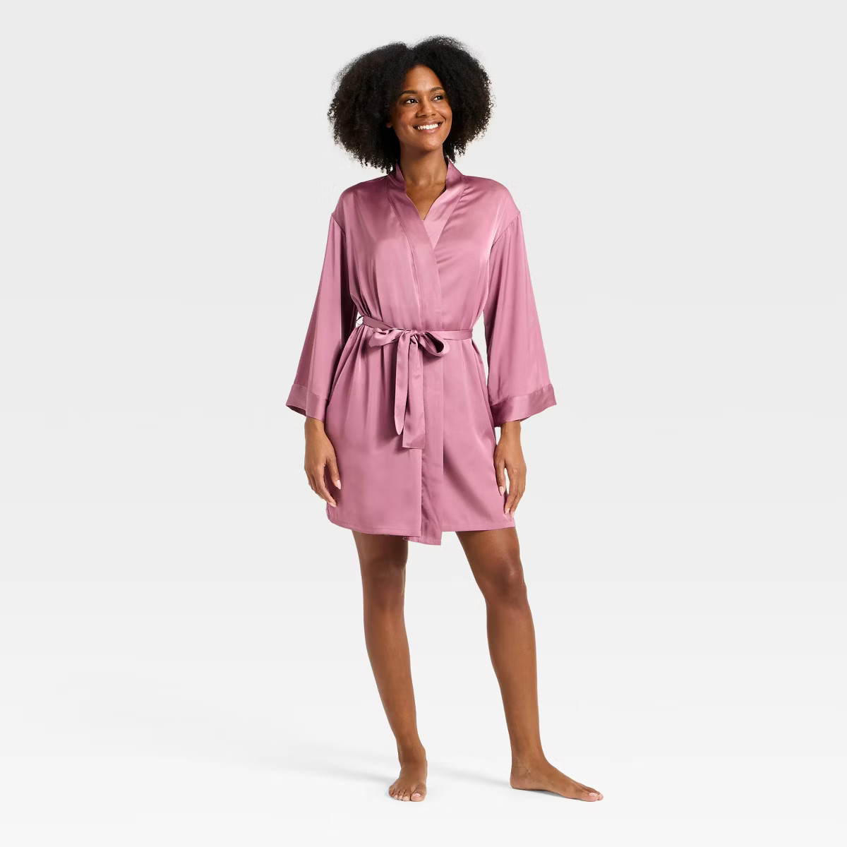 Women's Satin Robe - Auden™ Pink M/L | Target