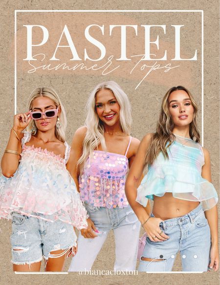 Fun pastel summer tops 💕 

The Eras Tour, Girls Trip, GNO, Taylor Swift, Lover, Swiftie, Concert outfit, girly, cute, outfit idea 

#LTKFind #LTKunder50 #LTKstyletip