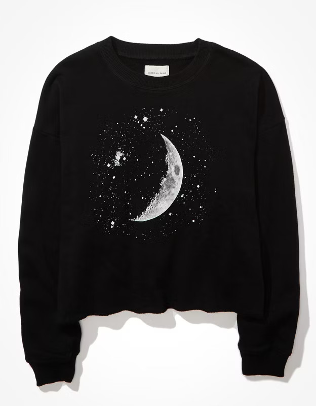 AE Forever Cropped Crew Neck Sweatshirt | American Eagle Outfitters (US & CA)