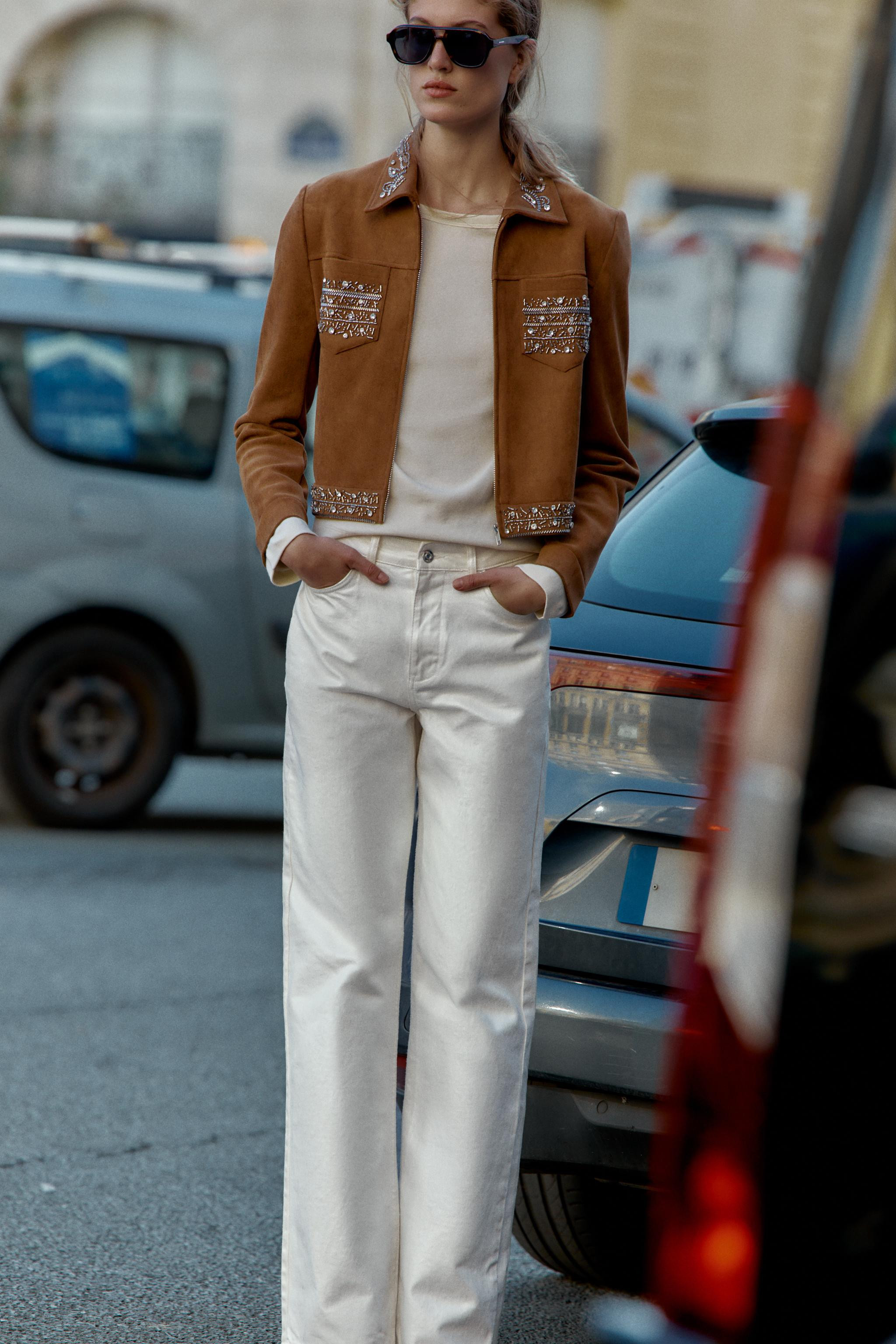 FAUX SUEDE STUDDED JACKET | Zara US