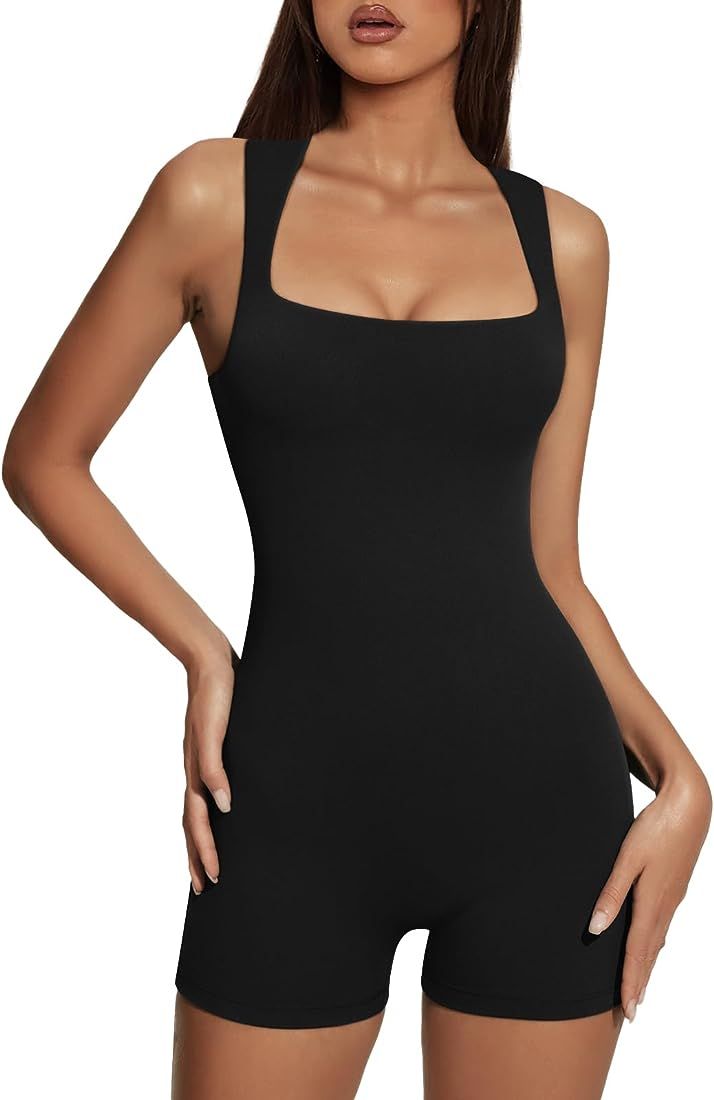Womens Jumpsuits Unitard Bodysuits Shorts Rompers Tummy Control Sleeveless Seamless Yoga Bodycon ... | Amazon (US)
