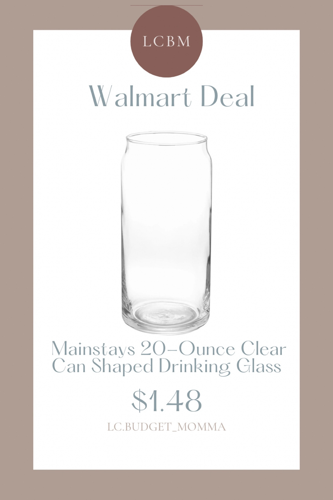 Mainstays 20-Ounce Clear Can Shaped Drinking Glass 