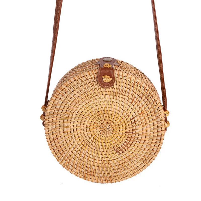 Straw Bag Handwoven Fashion Round Rattan Handbags Knitted Crossbody Bag Tote | Walmart (US)