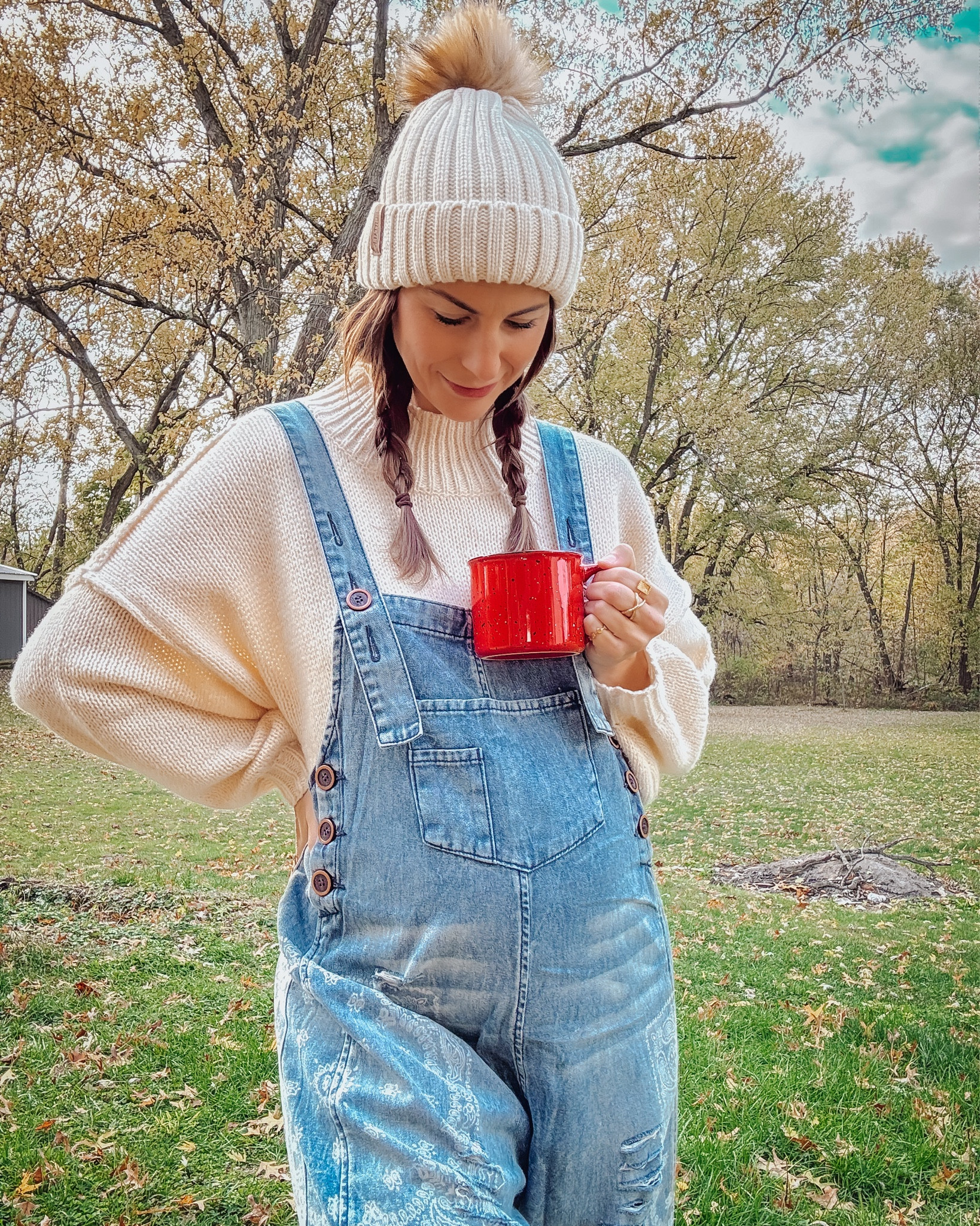 Fall cozy outfit that cute and bump friendly. 

Mom outfit / fall outfit / boho casual / overalls 

#LTKStyleTip #LTKSeasonal #LTKBump