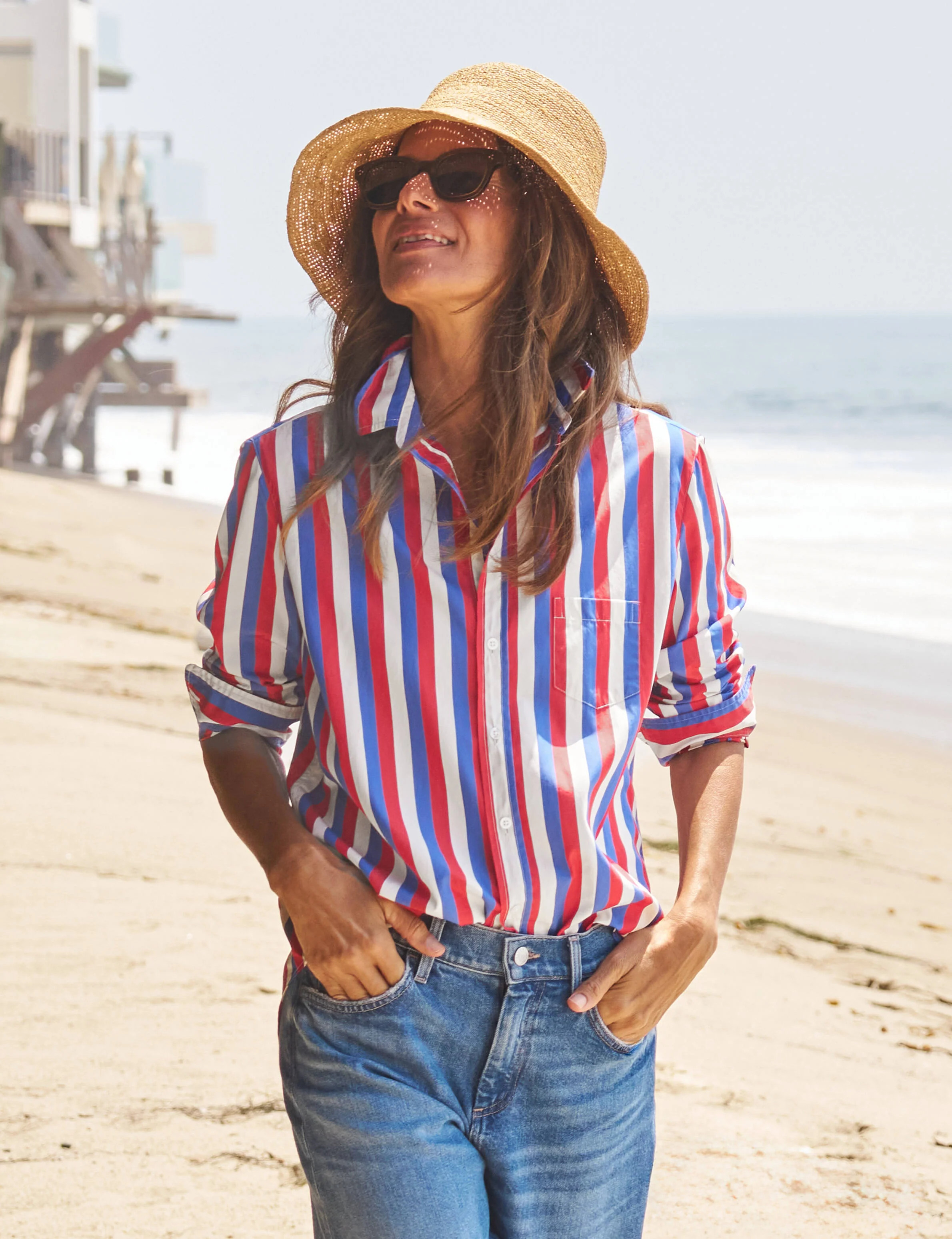 EILEEN Red and Blue with Cream Stripe, Superluxe | Frank & Eileen