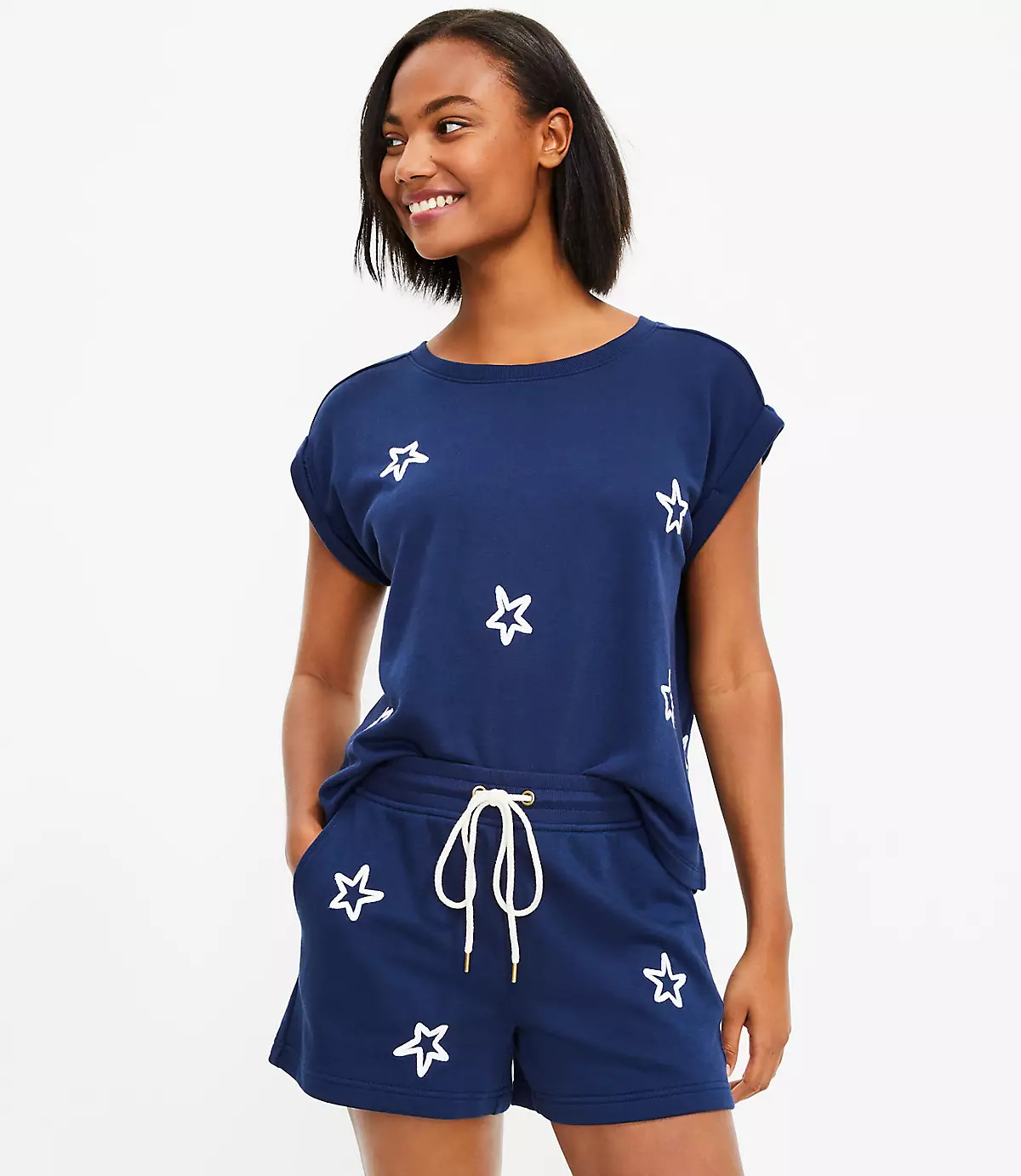 Lou & Grey Star Cozy Cotton Terry Shorts | LOFT | LOFT