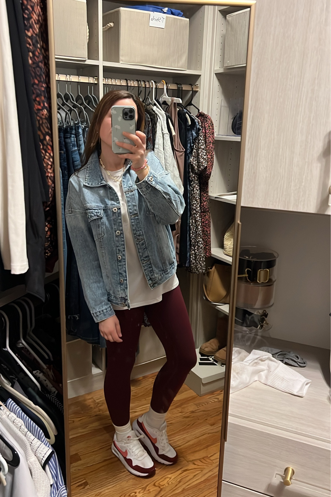 Im 5’5 140lbs ‼️sports mom mode‼️

👉🏻Amazon essentials pack of two tshirts I’ve had forever and love for layering! Size medium 
👉🏻jean jacket size small 
👉🏻the BEST most flattering leggings sizs small 
👉🏻Nike air max I always size up 1/2 size 

#amazoncasual #amazonfashion #amazonessentials #weekendoutfit

#LTKMidsize #LTKSeasonal #LTKStyleTip