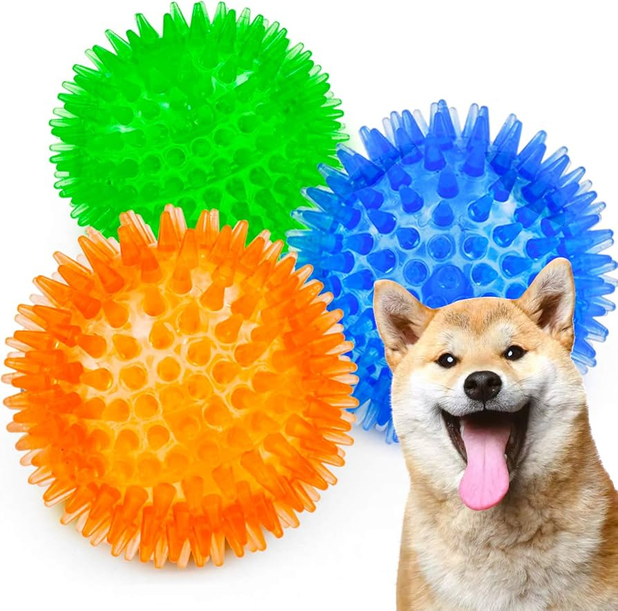 SHARLOVY Squeaky Balls for Dogs Small, Fetch Balls for Dogs Rubber 3 Pack Bright Colors TPR Puppy... | Amazon (US)