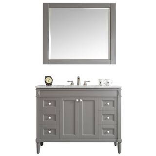 ROSWELL Catania 48 in. W x 22 in. D x 35 in. H Vanity In Grey with Marble Vanity Top in White wit... | The Home Depot