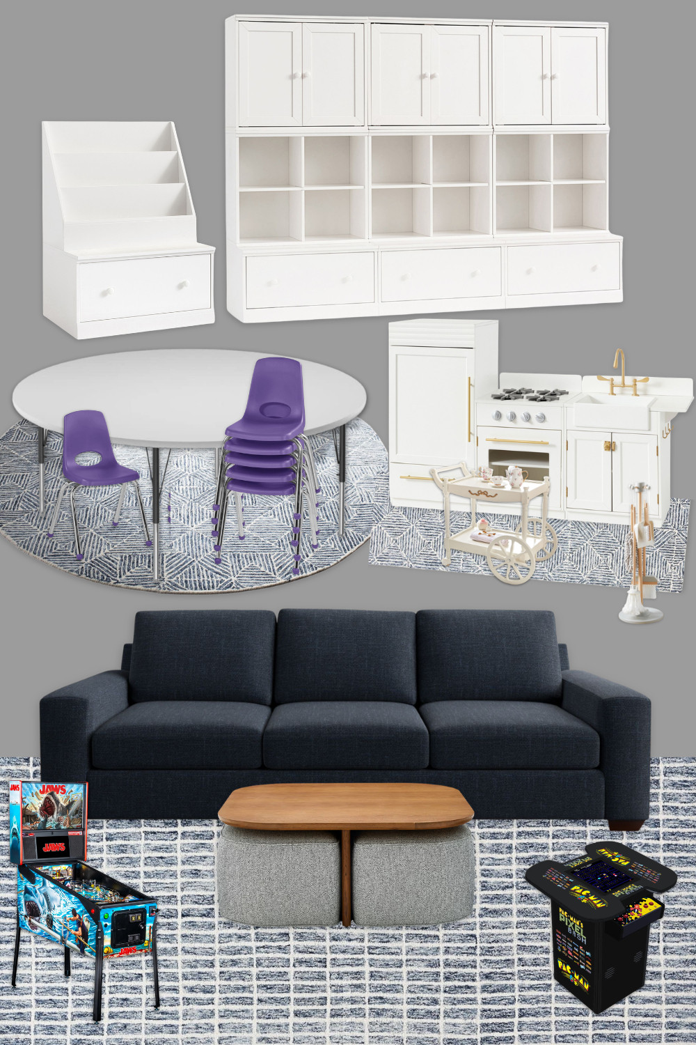 A Playroom Designed for Real Life. Designed for a grandparents’ home, this playroom was created to grow with the family—blending durability, function, and comfort. From the darker sofa for everyday living to solid, well-sized pieces that will last for years to come, every detail was chosen with intention. ✨ Tap to shop the moodboard and save for inspiration. 

 #LTKmomlife #LTKHome #LTKKids
