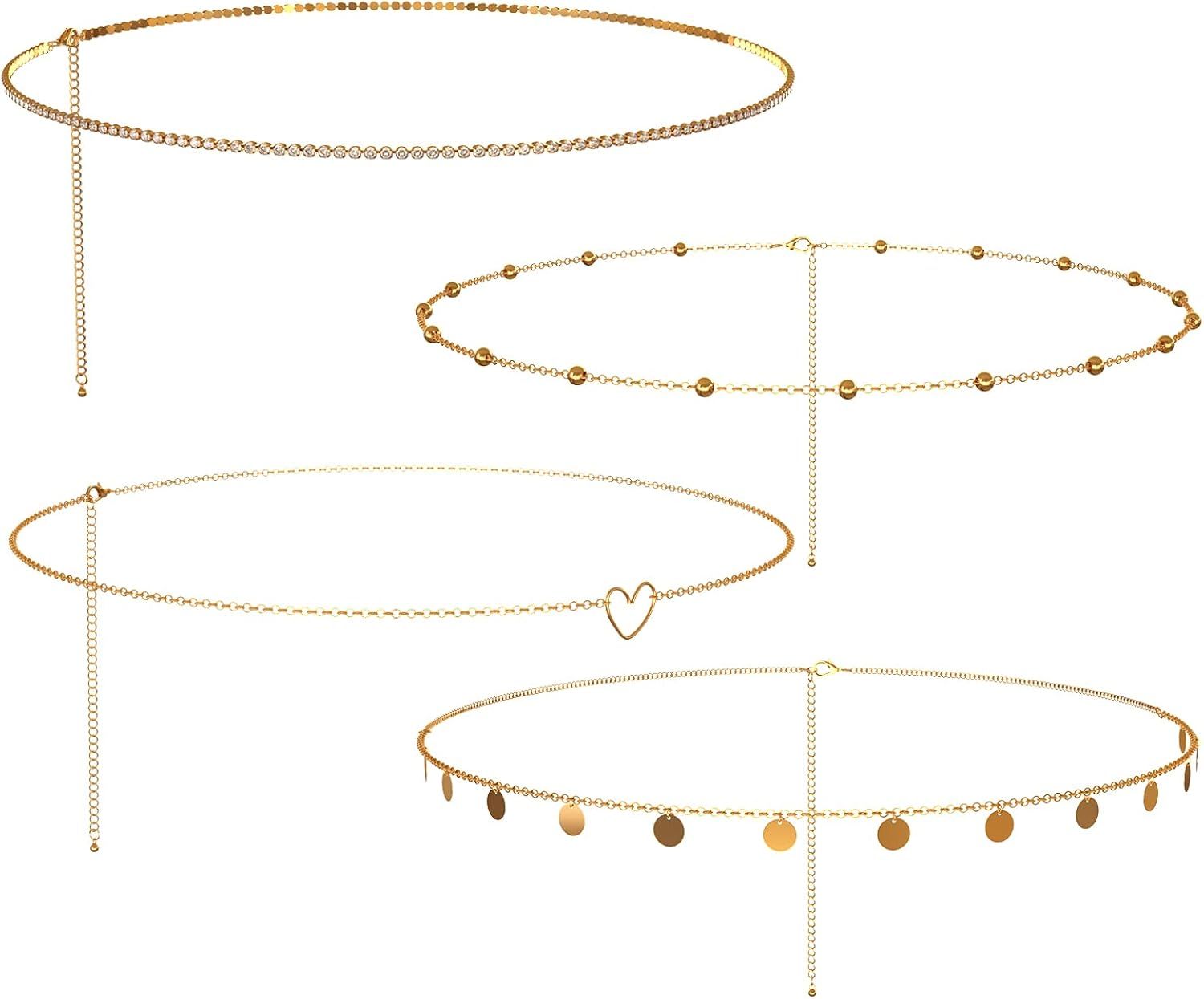 UHIBROS Sexy Tassel Waist Chain for Women Girls, 14K Gold Plated Dangle Drop Belt Multilayer Bell... | Amazon (US)