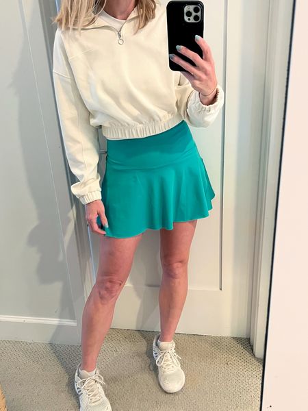 What I’m currently wearing on the tennis court.  One of my favorite skirts is now available in the trending Kelly Green color.  I also have it in black and white and wear it weekly.  This cream white half zip is another top that has been a constant in my tennis outfit rotation.

Tennis outfits | Tennis skirts | tennis tops | active skirts | golf outfits | golf skirts | gold tops | active wear

#tennisoutfits #springoutfits #golfoutfits #tennisskirts #athleticskirts

#LTKstyletip #LTKfit #LTKSeasonal