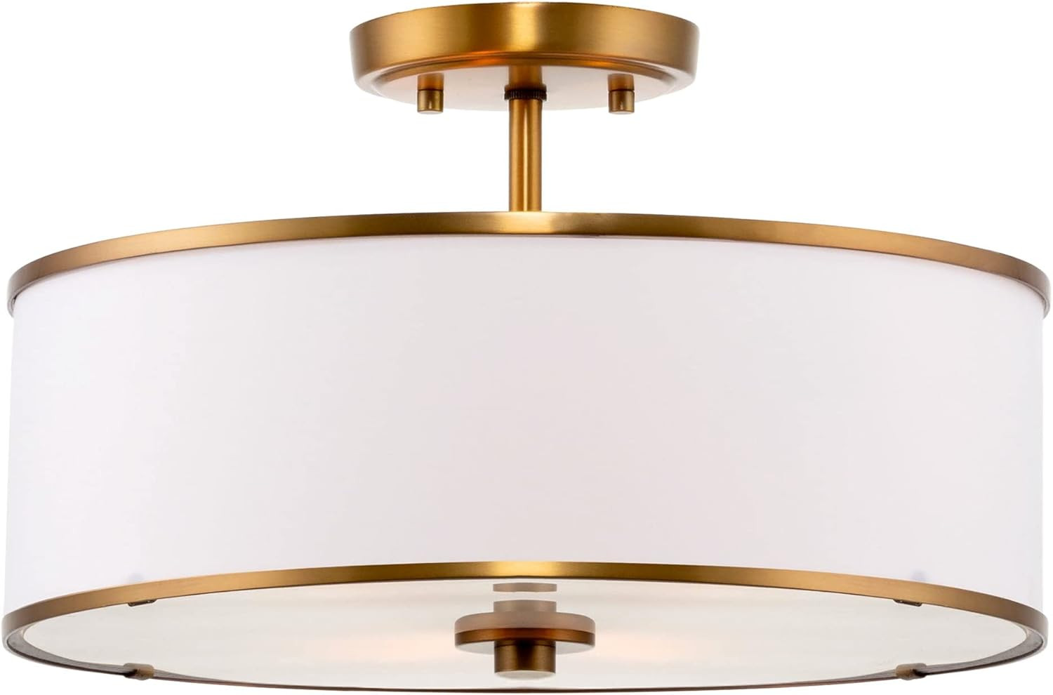 Kira Home Chloe 15" Retro Modern 3-Light Semi-Flush Mount Ceiling Light + White Drum Shade, LED C... | Amazon (US)