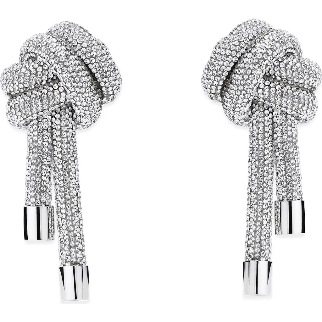 Area Crystal Knot Drop Earrings in Clear Crystal/Silver at Nordstrom | Nordstrom