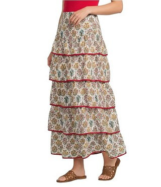 Country Floral Ruffle Tiered Maxi Skirt | Dillard's