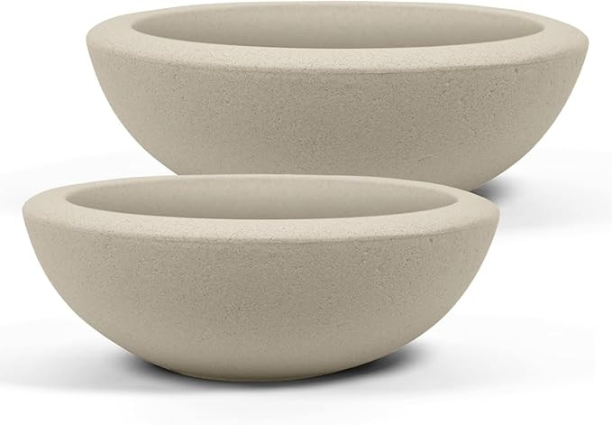 ARBORA 21" and 26” Santorini Bowls with Classic Cream Finish - Polyresin Indoor and Outdoor Pla... | Amazon (US)