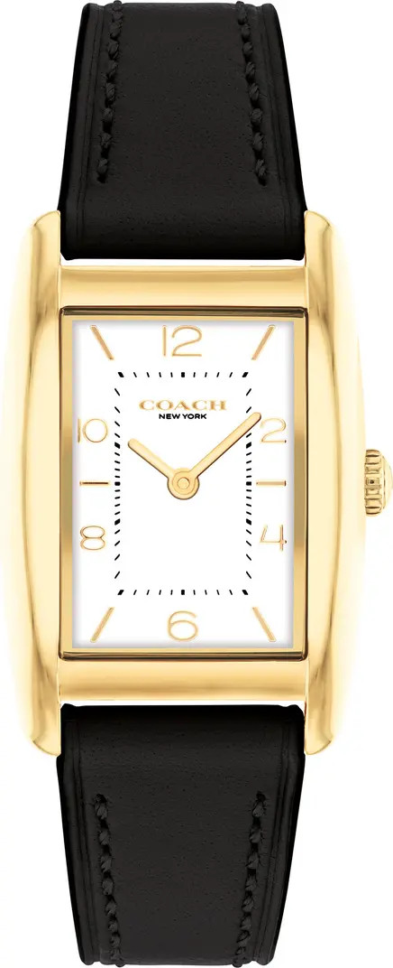 COACH Reese Rectangular Leather Strap Watch, 24mm | Nordstrom | Nordstrom