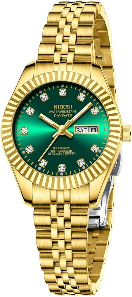 NIBOSI Watches for Women Analog Quartz Stainless Steel Dial with Day Date Luminous Waterproof Dai... | Amazon (US)