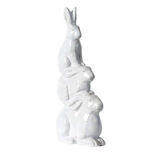 Three Bunny Ceramic Figurine | Antique Farm House