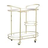 Deco 79 Metal Solid Bar Cart with Lockable Wheels and Mirrored Top, 31" x 16" x 33", Gold | Amazon (US)