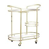 Deco 79 Metal Solid Bar Cart with Lockable Wheels and Mirrored Top, 31" x 16" x 33", Gold | Amazon (US)