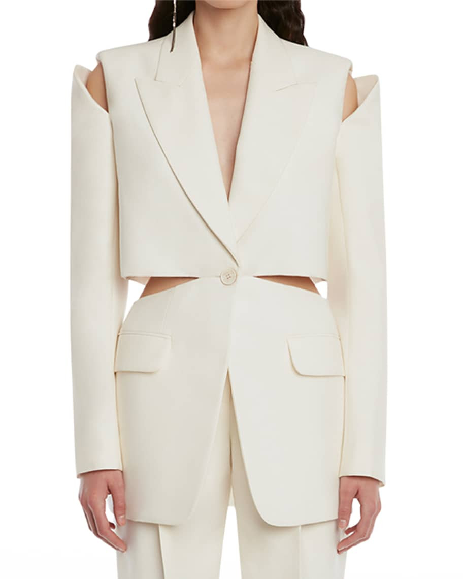 Alexander McQueen Slash Cutout Single-Breasted Blazer | Neiman Marcus