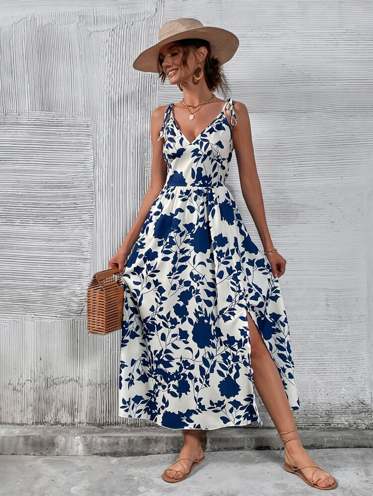 Floral Print Tie Shoulder Cami Dress | SHEIN