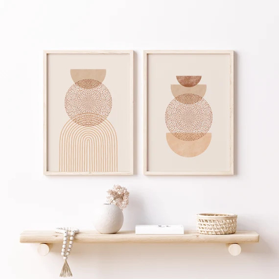 Set of Two Abstract Prints Modern Printable Wall Art Instant Download 2 Piece Wall Art Boho Decor... | Etsy (US)