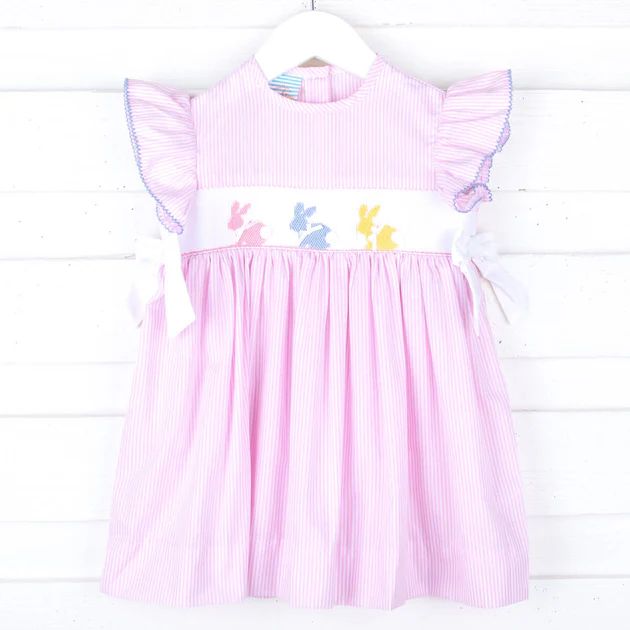 Spring Bunnies Pink Smocked Beverly Dress | Classic Whimsy