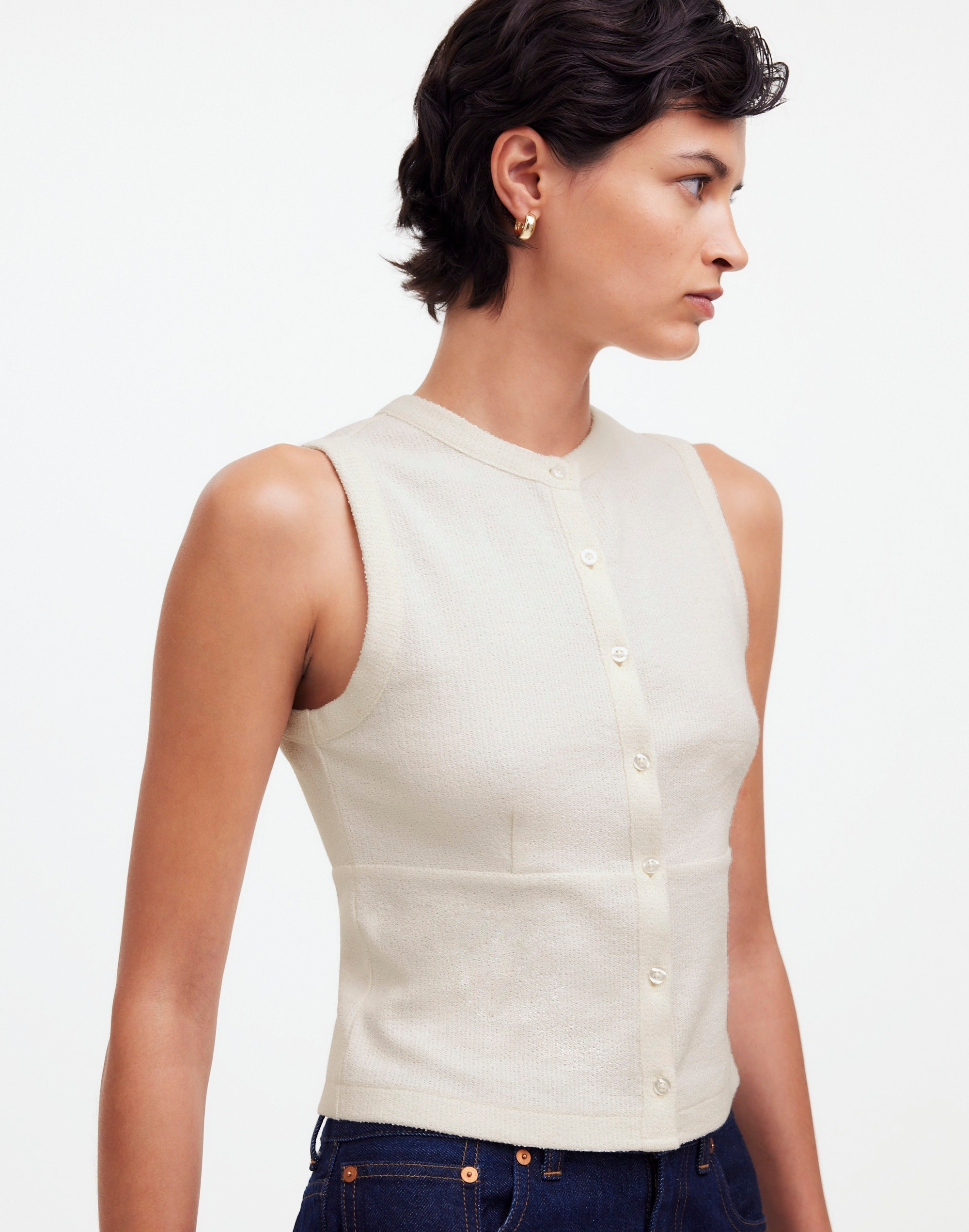 Split-Crewneck Cardigan Tank | Madewell