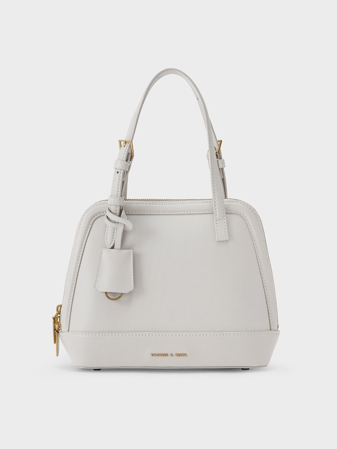 Enola Double Handle Structured Bag
 - Light Grey | Charles & Keith UK