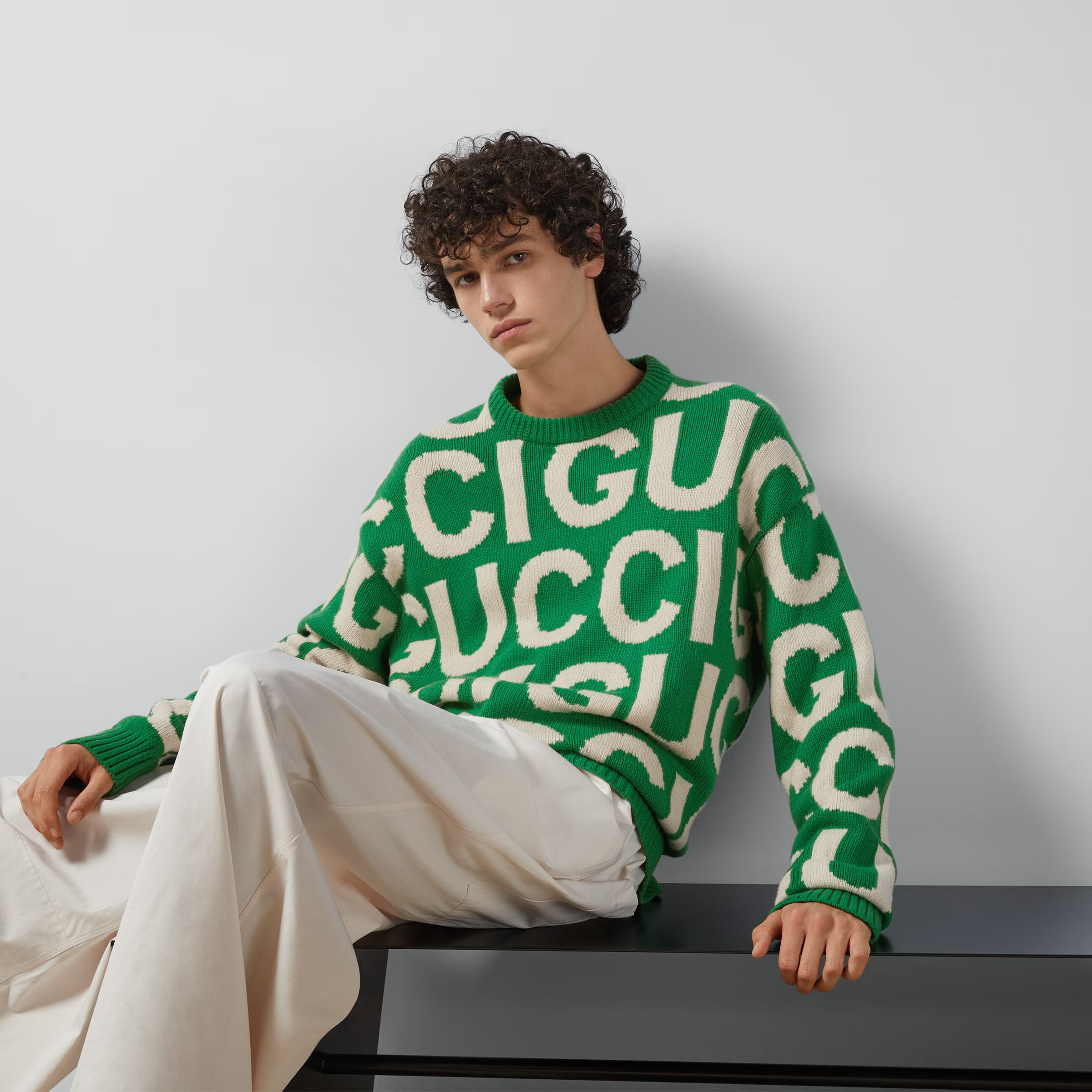 Wool sweater with Gucci intarsia | Gucci (US)