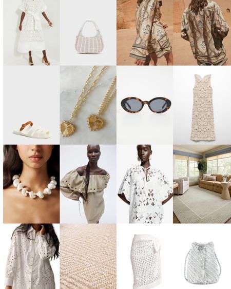 A few favorite finds and recent purchases! 

White dress, summer dress, rug, wicker bag, matching set, sarong, swimsuit, caftan, sunglasses, jellies, white dresses, summer finds 